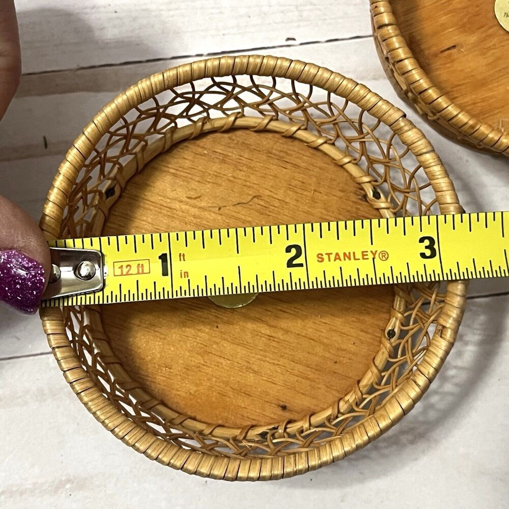 Bohemian Rattan Vintage Coasters Made In Thailand Set Of 6 - Picture 6 of 8